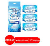  Khăn ướt mát lạnh Wake-up mini 12 miếng, lốc 3 gói Khử Mồ Hôi Hiệu Quả 