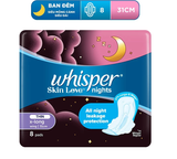  Băng Vệ Sinh WHISPER Skin Love 31CM Dành Cho Ban Đêm Gói 6-8 Miếng 