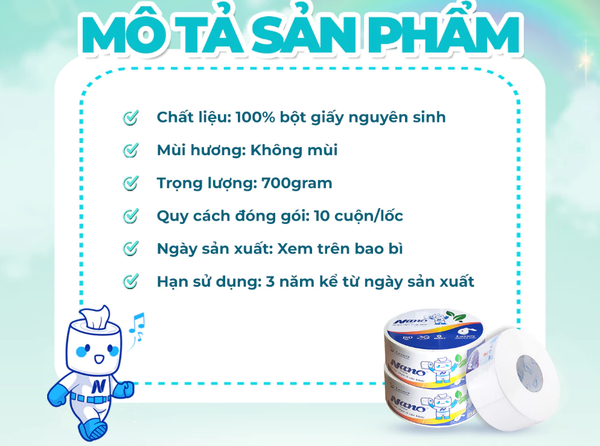  Giấy vệ sinh Nano cuộn lớn 700g 