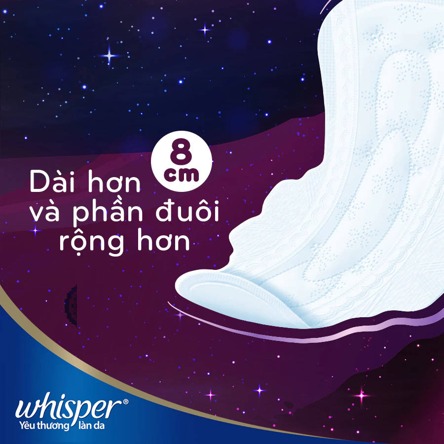  Băng Vệ Sinh WHISPER Skin Love 31CM Dành Cho Ban Đêm Gói 6-8 Miếng 