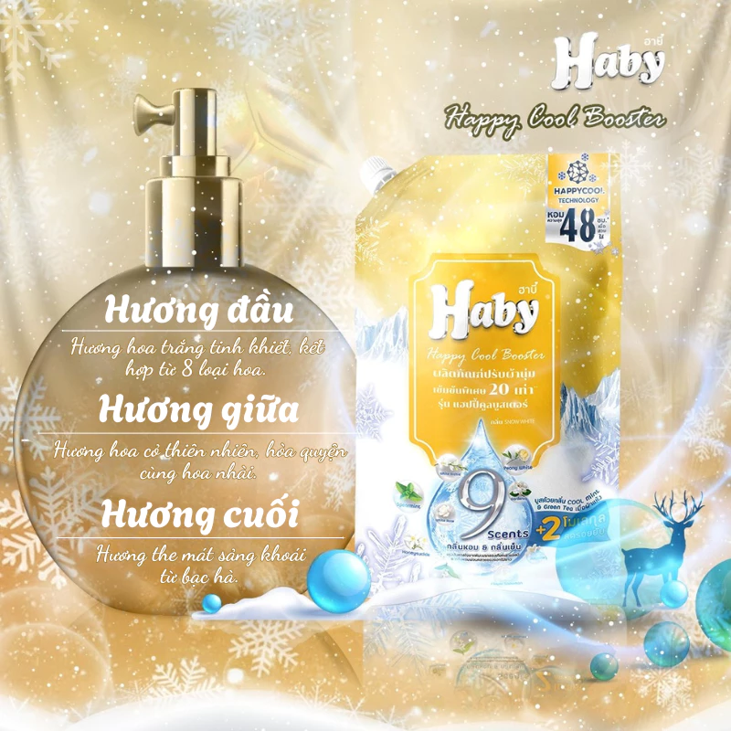  Nước xả vải HABY Đậm đặc gấp 20 lần, thơm lâu 48h, khử mùi ẩm mốc, mềm vải Túi 2L 