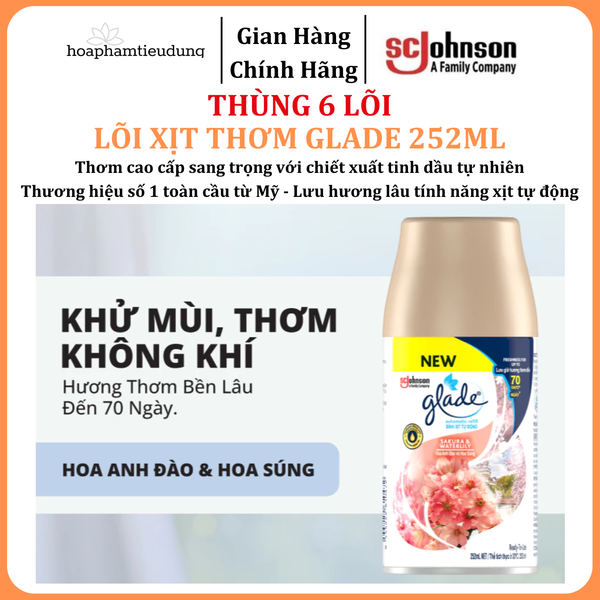  Lõi Xịt GLADE Thơm Phòng Tự Động Lưu Hương Bền Lâu Đến 70 ngày 252ml 