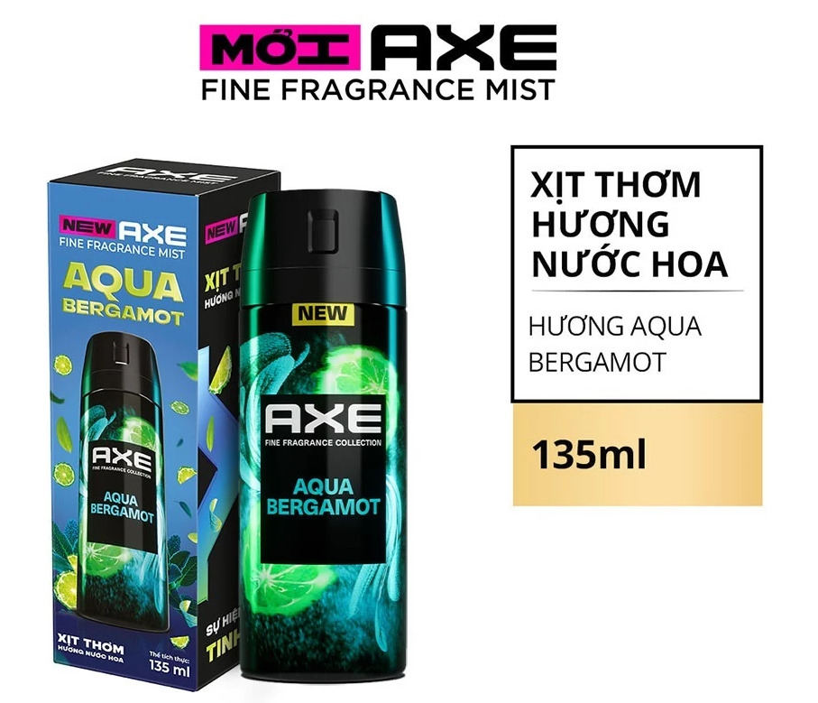  Xịt thơm nước hoa cao cấp AXE 135ml, Fine Fragrance mist lưu hương tinh tế và khử mùi lên tới 72h 