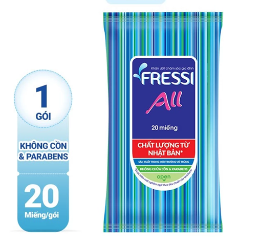  Khăn ướt chăm sóc gia đình Fressi Care All 20 miếng/gói 