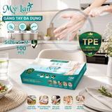  Hộp 100 Găng Tay Size L Đa Dụng TPE Mỏng Nhẹ, Dai Bền – Găng Tay Dùng 1 Lần Tiện Dụng, An Toàn 260 mm × 127 mm 