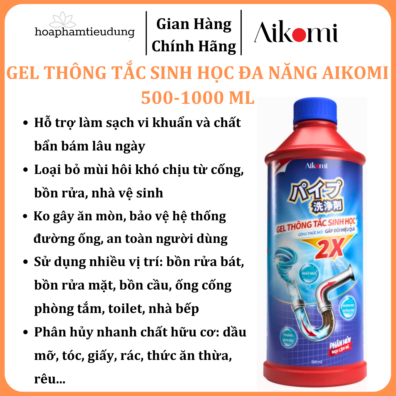  Gel sinh học CleanZ phòng tắc nghẽn, làm sạch đường ống rửa bát, rửa mặt, khử mùi hôi hiệu quả 