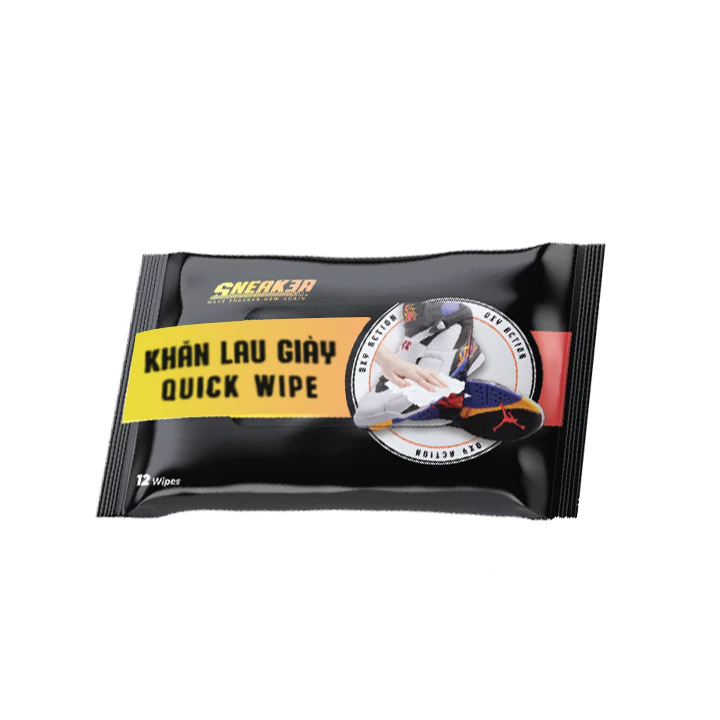  Khăn Giấy Ướt Sneaker Quick Wipe Cao Cấp, Khăn Lau Giày Siêu Tiện Lợi Gói 12 Miếng Làm Sạch Gấp Đôi 
