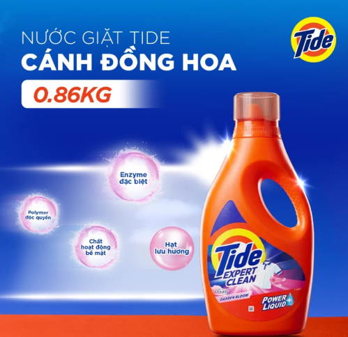  Chai Nước Giặt TIDE Mỹ Giặt Sạch Trắng Sáng/ Cánh Đồng Hoa Size 0.86KG-2.67KG 