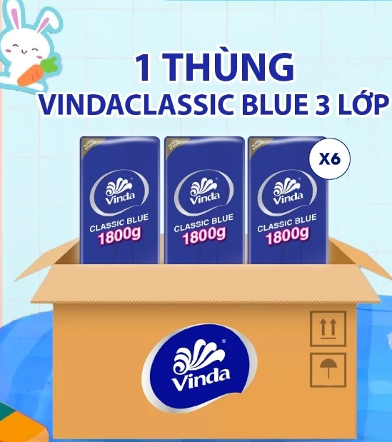  Giấy vệ sinh cao cấp Vinda Classic Blue 3 lớp bền dai thương hiệu Đức (Lốc 10 Cuộn) 