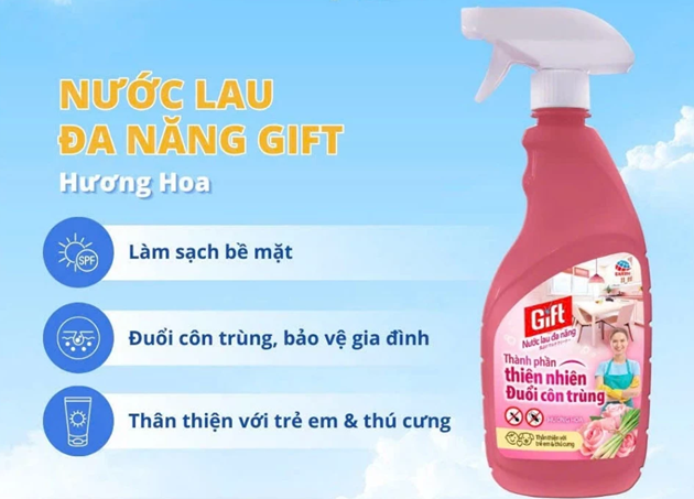  Nước Lau Đa Năng Gift Làm Sạch Bề Mặt, Hương Chanh Sả Và Hương Hoa (500ml) 
