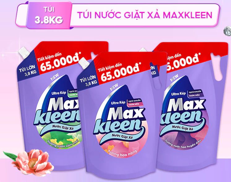  Nước Giặt Xả MaxKleen 3.8L công nghệ ultra kép 2 in 1 