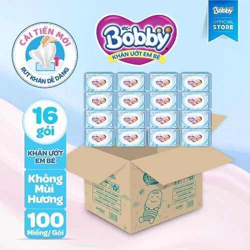  Khăn ướt trẻ em Bobby 100 miếng/gói 