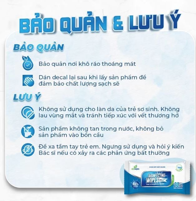  Khăn ướt diệt khuẩn EcoWipes 60 tờ hương chanh sả 