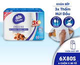  [LỐC 6 CUỘN] Khăn giấy bếp đa năng siêu thấm Vinda Deluxe (6 Cuộn) 