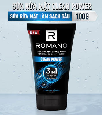  Sữa rửa mặt Romano đa tác dụng dành cho nam giới 100g: Cấp ẩm, Loại bỏ nhờn, Sáng da/Ngừa mụn/Làm sạch sâu 