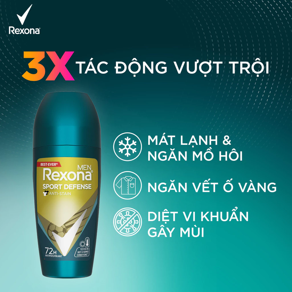  Xịt/lăn khử mùi Rexona 72H kháng khuẩn thể thao dành cho nam 135/45ml 