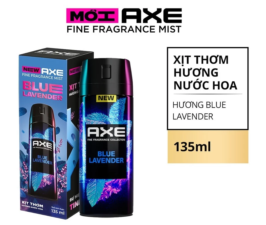  Xịt thơm nước hoa cao cấp AXE 135ml, Fine Fragrance mist lưu hương tinh tế và khử mùi lên tới 72h 
