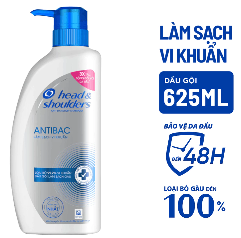  Dầu Gội Sạch Gàu HEAD&SHOULDERS Bạc Hà/ Giảm Ngứa Da Đầu/ Suôn Mềm/ Hương Chanh/ Sạch Sâu/ Làm Sạch Vi Khuẩn - Chai 625ml 