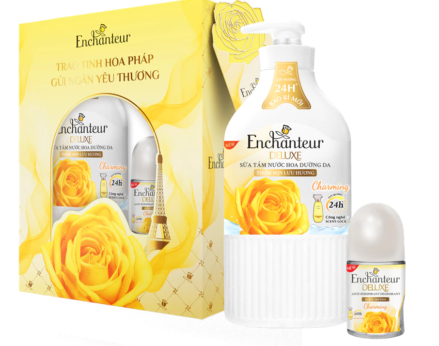  Hộp quà tặng Deluxe Collection Sữa tắm Enchanter 650g + lăn khử mùi 25ml 