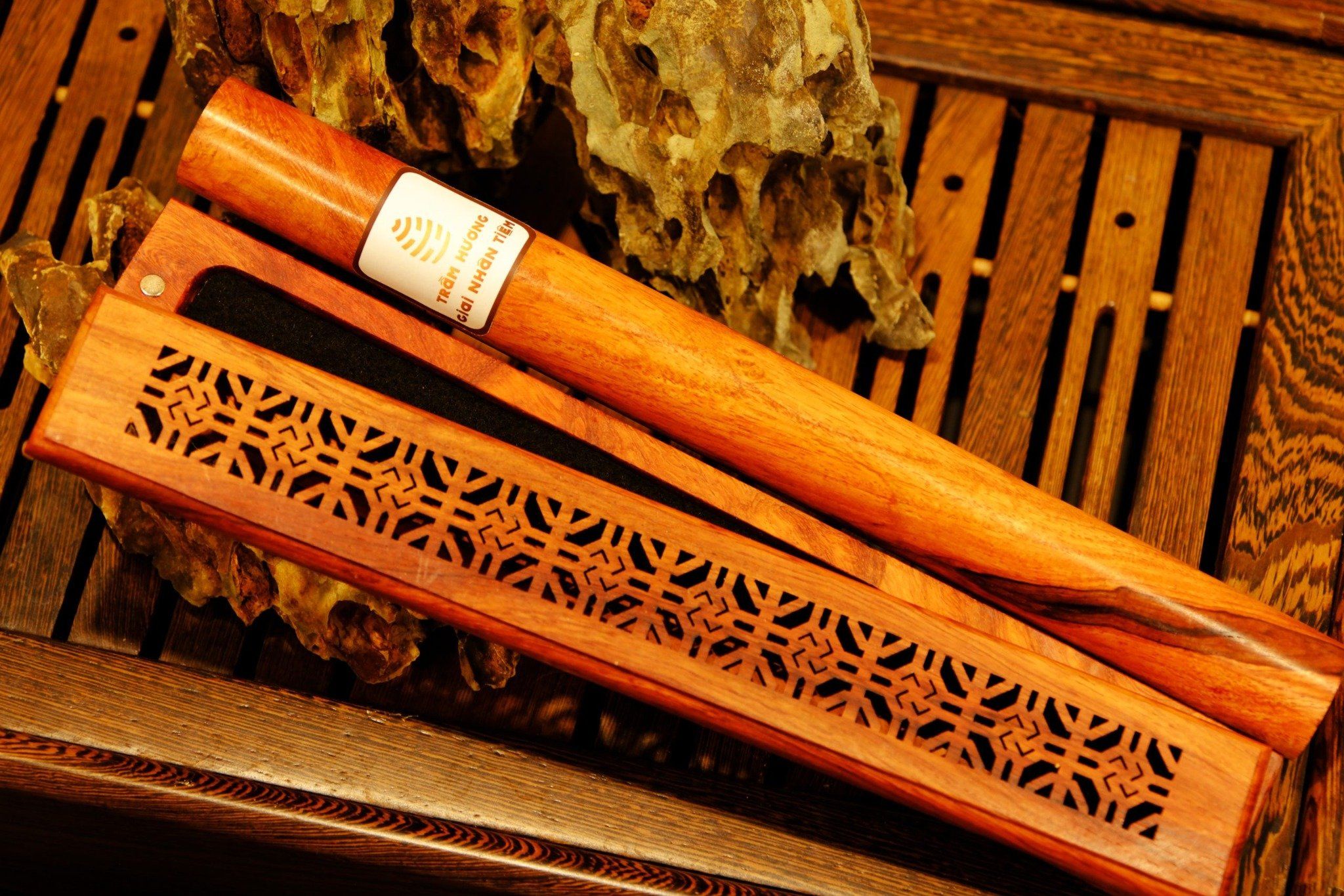  Nhang Trầm hương không tăm An Lạc + Khay gỗ 