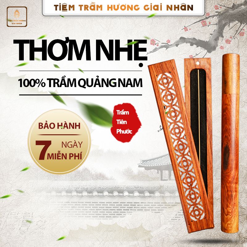  Nhang Trầm hương không tăm An Lạc + Khay gỗ 