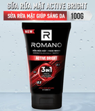  Sữa rửa mặt Romano đa tác dụng dành cho nam giới 100g: Cấp ẩm, Loại bỏ nhờn, Sáng da/Ngừa mụn/Làm sạch sâu 