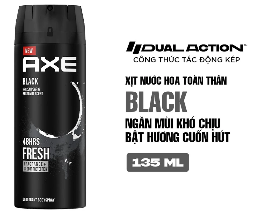  Xịt nước hoa nam toàn thân AXE 135ml, lưu hương và khử mùi lên đến 48h 