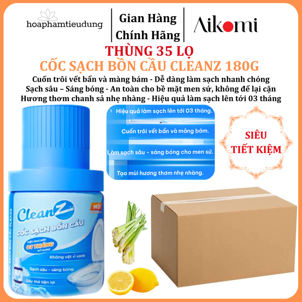  Cốc Sạch Bồn Cầu CleanZ Tẩy Sạch Mảng Bám Kháng Khuẩn Khử Mùi Hôi Dành Cho Nhà Vệ Sinh Thơm Mát 180g 