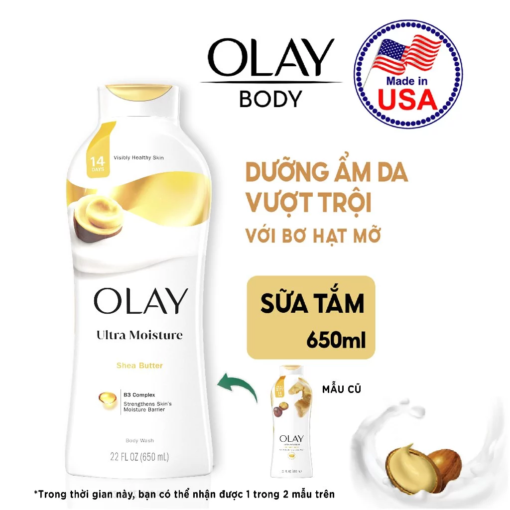  Sữa tắm OLAY dưỡng da 650ml nhiều mùi hương, cải thiện da sáng khỏe sau 14 ngày - Mỹ 