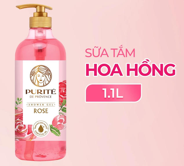  Sữa Tắm Thiên Nhiên PURITÉ Hương Hoa Anh Đào/Hoa Hồng/Hoa Oải Hương/Hoa Mẫu Đơn/Tinh Dầu Thơm 850ML - 1.1L - 1.4L 