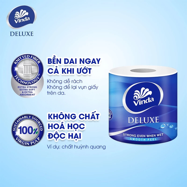  Giấy vệ sinh cao cấp Vinda Deluxe 3 lớp (8 Cuộn) 