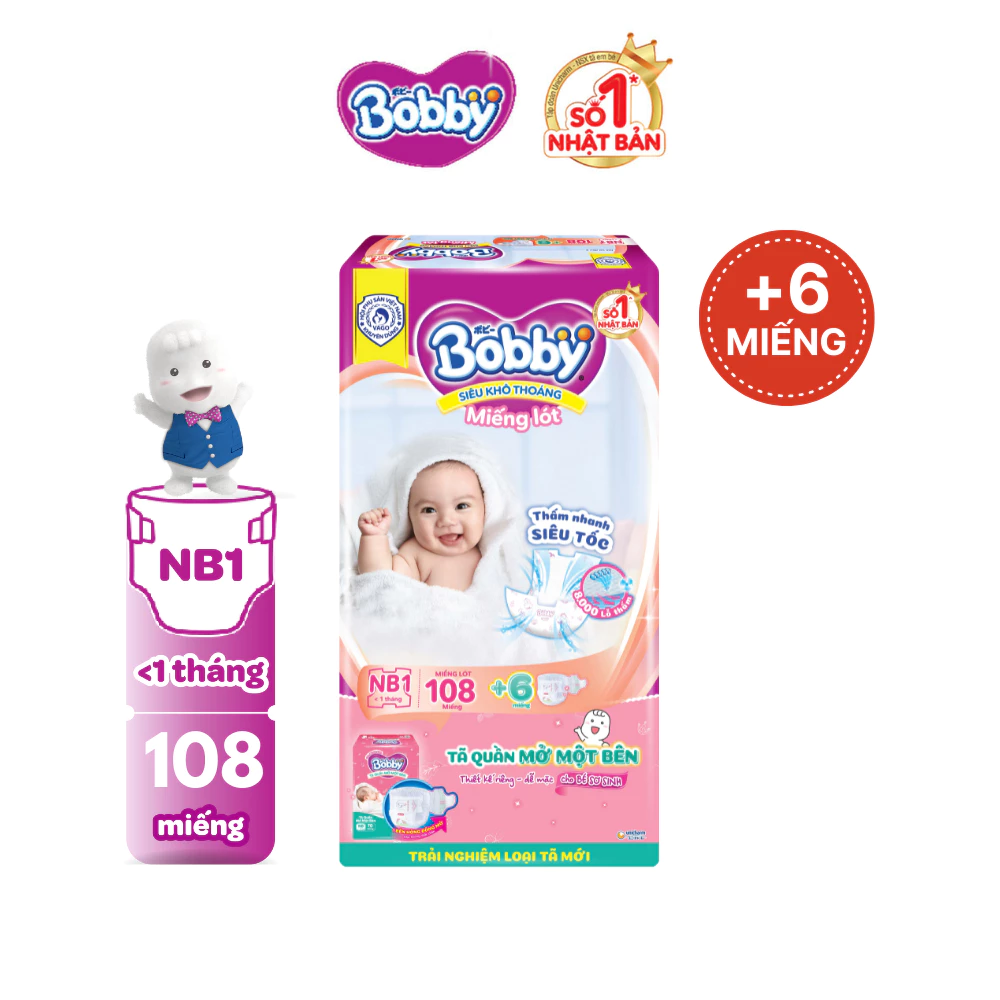  Miếng lót sơ sinh Bobby Newborn 1-108 miếng 