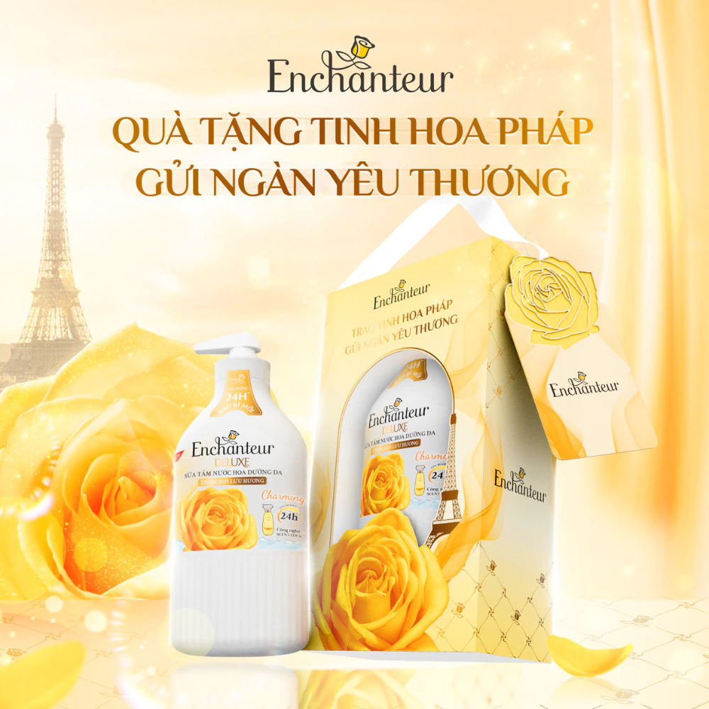  Hộp quà tặng Deluxe Collection Sữa tắm Enchanter 650g + lăn khử mùi 25ml 