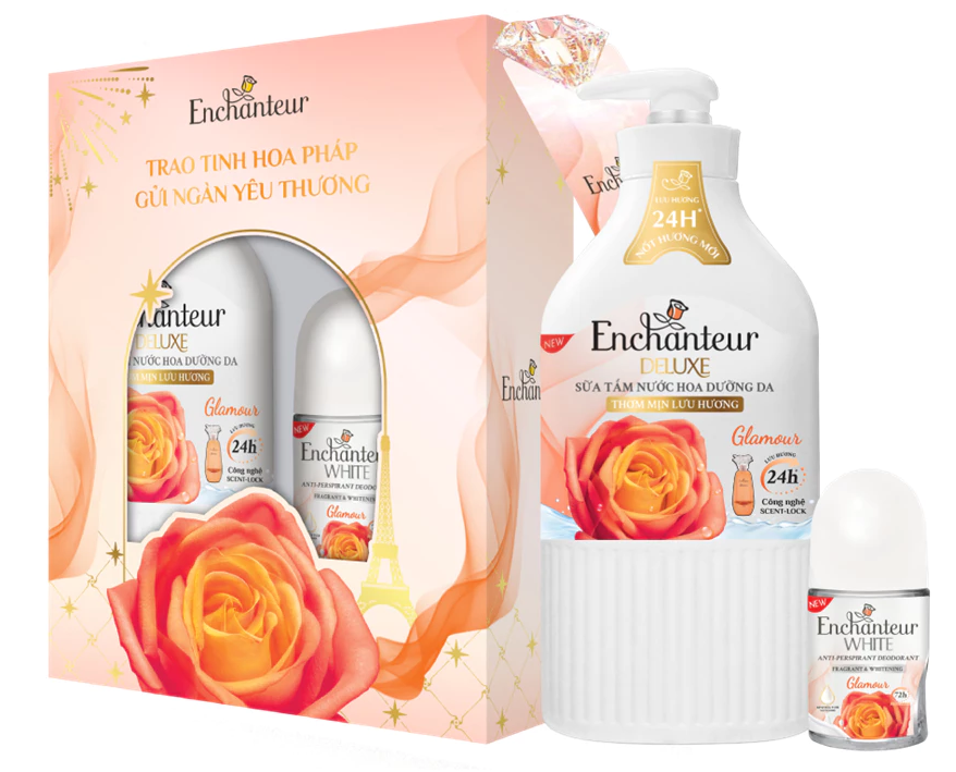  Hộp quà tặng Deluxe Collection Sữa tắm Enchanter 650g + lăn khử mùi 25ml 