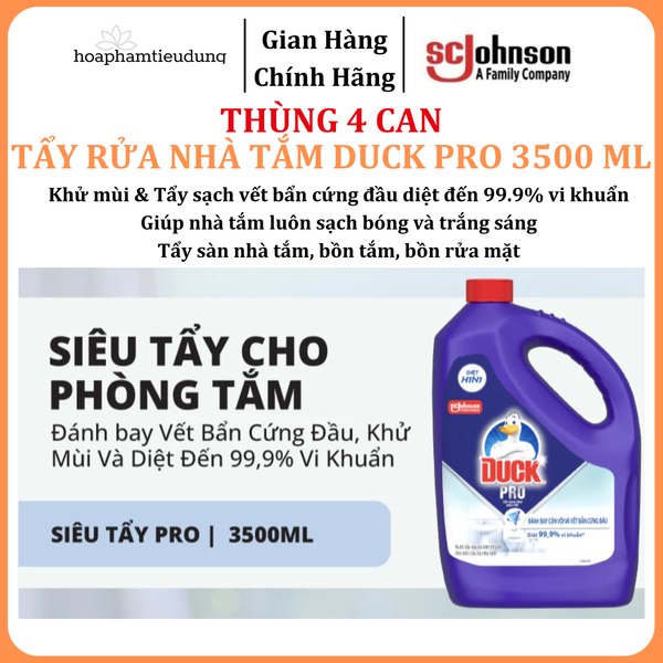  DUCK Tẩy Rửa Nhà Tắm Siêu Tẩy Pro Diệt 99,9% Vi Khuẩn, Tẩy Sạch Vết Bẩn 3500ml 