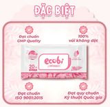  Khăn ướt cao cấp Ecobi gói 20 tờ hương dịu nhẹ 