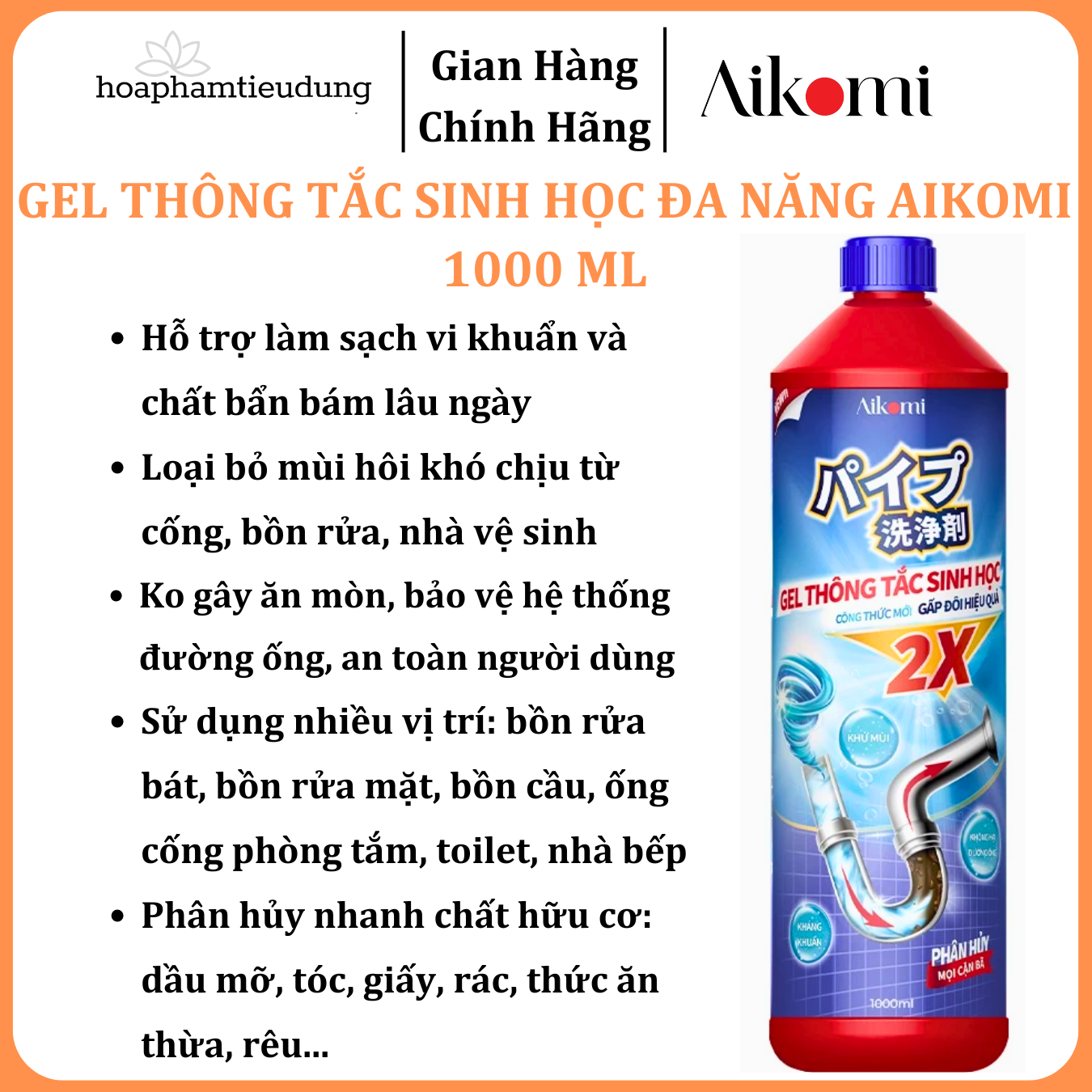  Gel sinh học CleanZ phòng tắc nghẽn, làm sạch đường ống rửa bát, rửa mặt, khử mùi hôi hiệu quả 