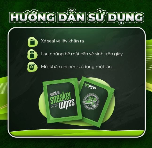  Hộp 20 gói Khăn ướt lau giày thể thao cấp tốc Sneaker EcoWipes gói 1 tờ hương quế khử mùi 