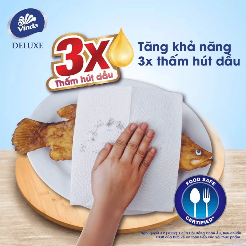  [LỐC 6 CUỘN] Khăn giấy bếp đa năng siêu thấm Vinda Deluxe (6 Cuộn) 