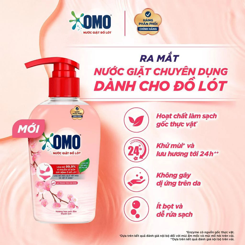 Nước Giặt Đồ Lót OMO Hương Hoa Anh Đào Thanh Lịch 300G 