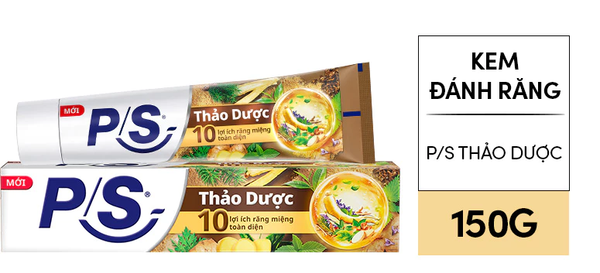  Kem đánh răng P/S Thảo Dược 100-150g, cho 10 lợi ích toàn diện, như giảm ê buốt, trắng răng, hơi thở thơm mát 