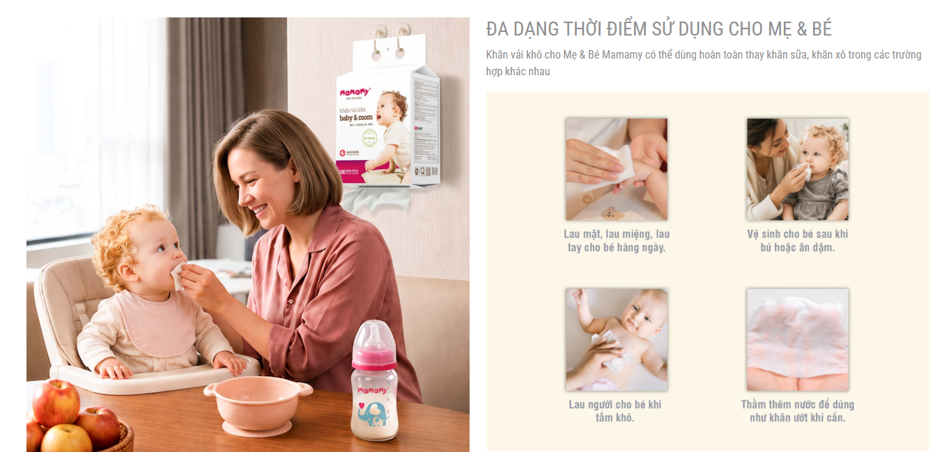 Khăn khô đa năng Mamamy túi 180 tờ rút đáy phiên bản mới 