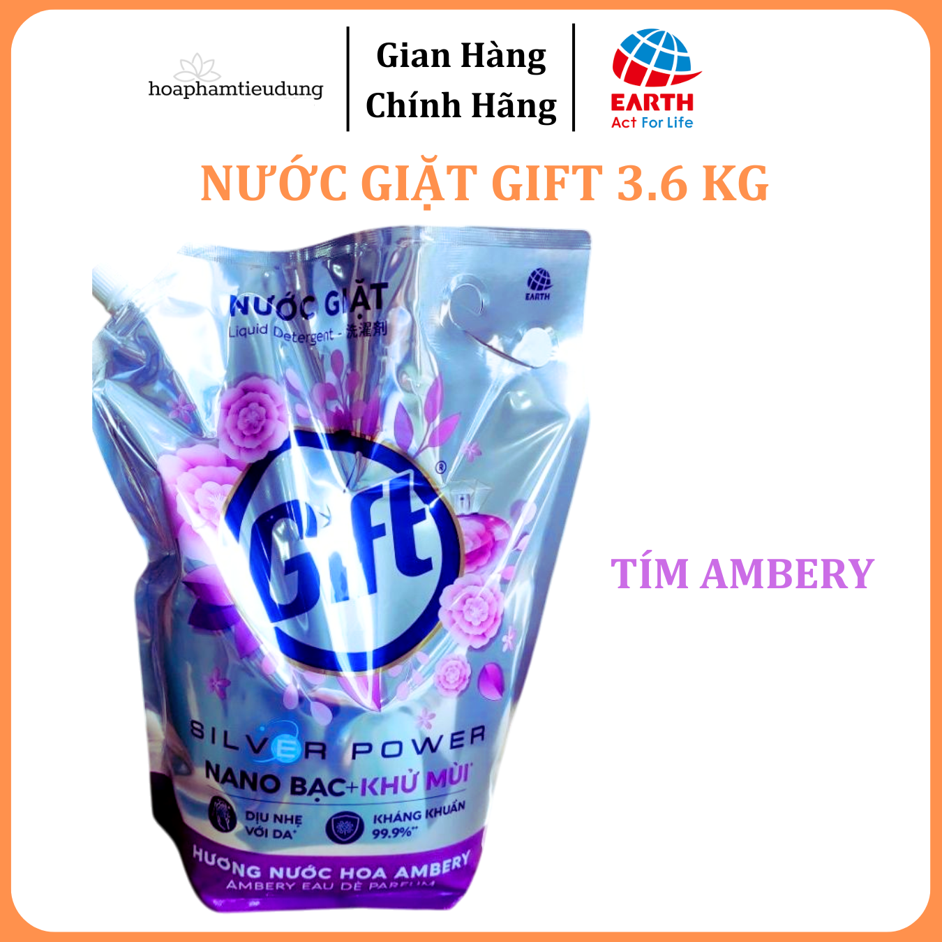  Nước giặt Gift 3.6kg Công nghệ Nano Bạc khử mùi hôi, ẩm mốc trên vải 