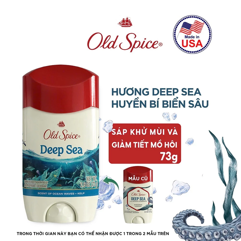  Sáp Khử Mùi & Ngăn tiết Mồ hôi OLD SPICE 73g/85g, dưỡng da săn mịn, nhiều mùi hương (Sáp trắng) - Mỹ 