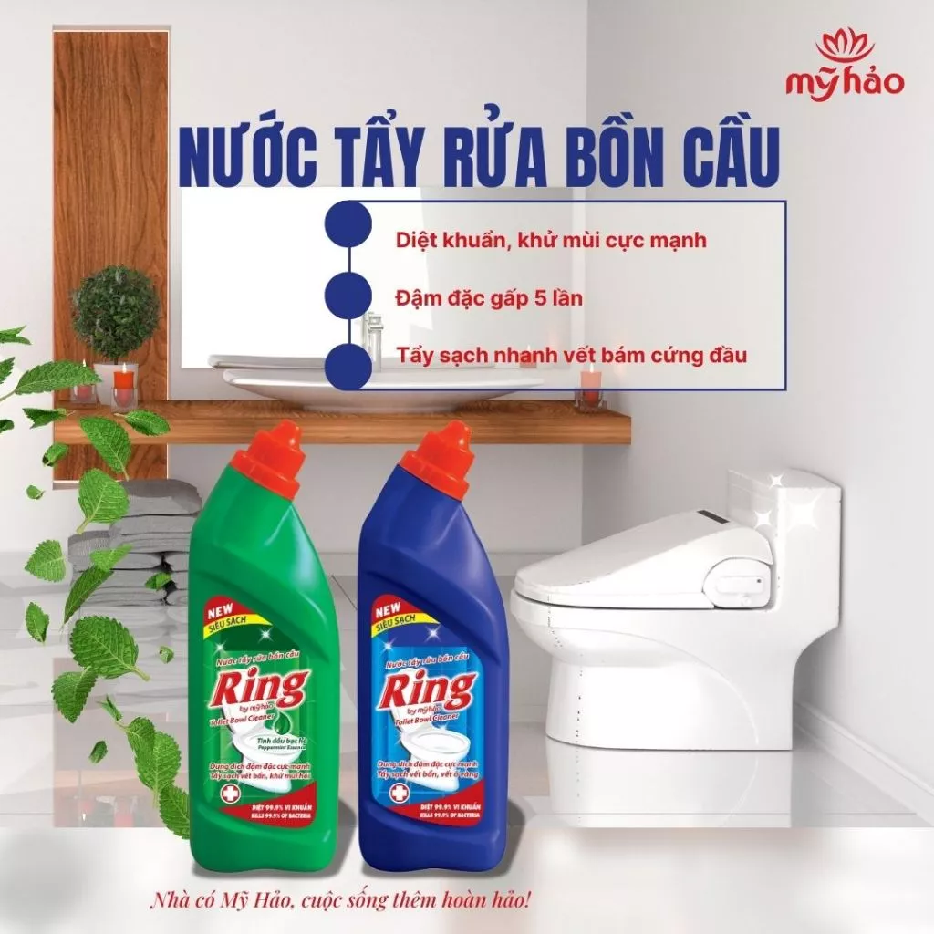  Nước Tẩy Rửa Bồn Cầu Và Nhà Vệ Sinh Ring Sạch Nhanh 99,9% Vết Bẩn Cứng Đầu Chai 650g 