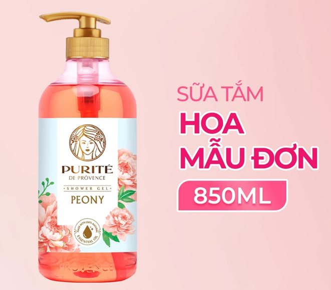 Sữa Tắm Thiên Nhiên PURITÉ Hương Hoa Anh Đào/Hoa Hồng/Hoa Oải Hương/Hoa Mẫu Đơn/Tinh Dầu Thơm 850ML - 1.1L - 1.4L 