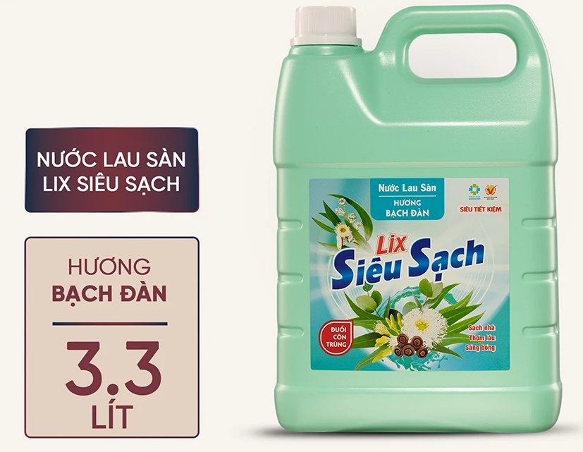  Nước lau sàn siêu sạch Lix can 3.3L sạch nhà, thơm lâu đuổi côn trùng, phù hợp với mọi loại sàn 