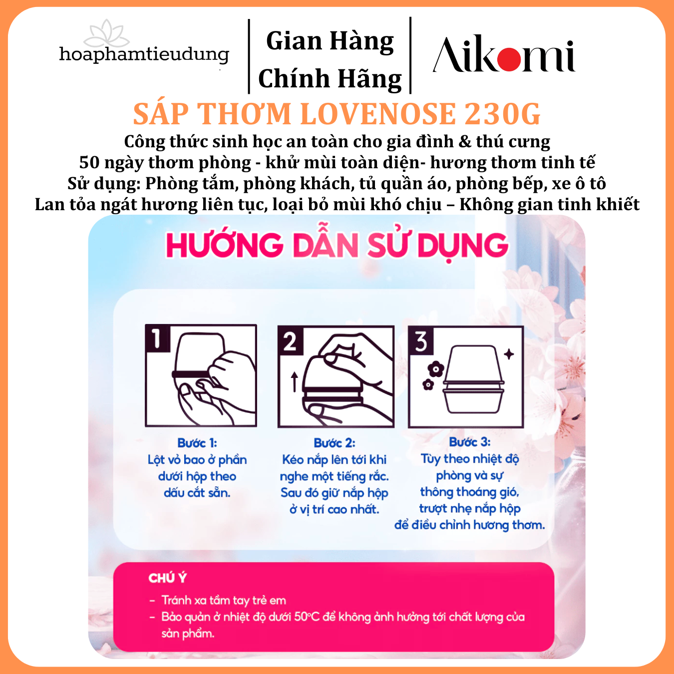  Sáp Thơm Phòng Lovenose Lan Tỏa Hương Thơm Ngát 50 Ngày, Khử Mùi Toàn Diện Cho Mọi Không Gian Sống 230g 