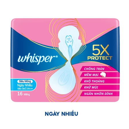  Băng Vệ Sinh WHISPER 5X Bảo Vệ Mặt Bông Siêu Mỏng Cho Ngày Thường Và Ngày Nhiều Khô Thoáng 