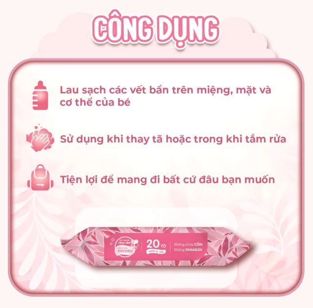  Khăn ướt cao cấp Ecobi gói 20 tờ hương dịu nhẹ 